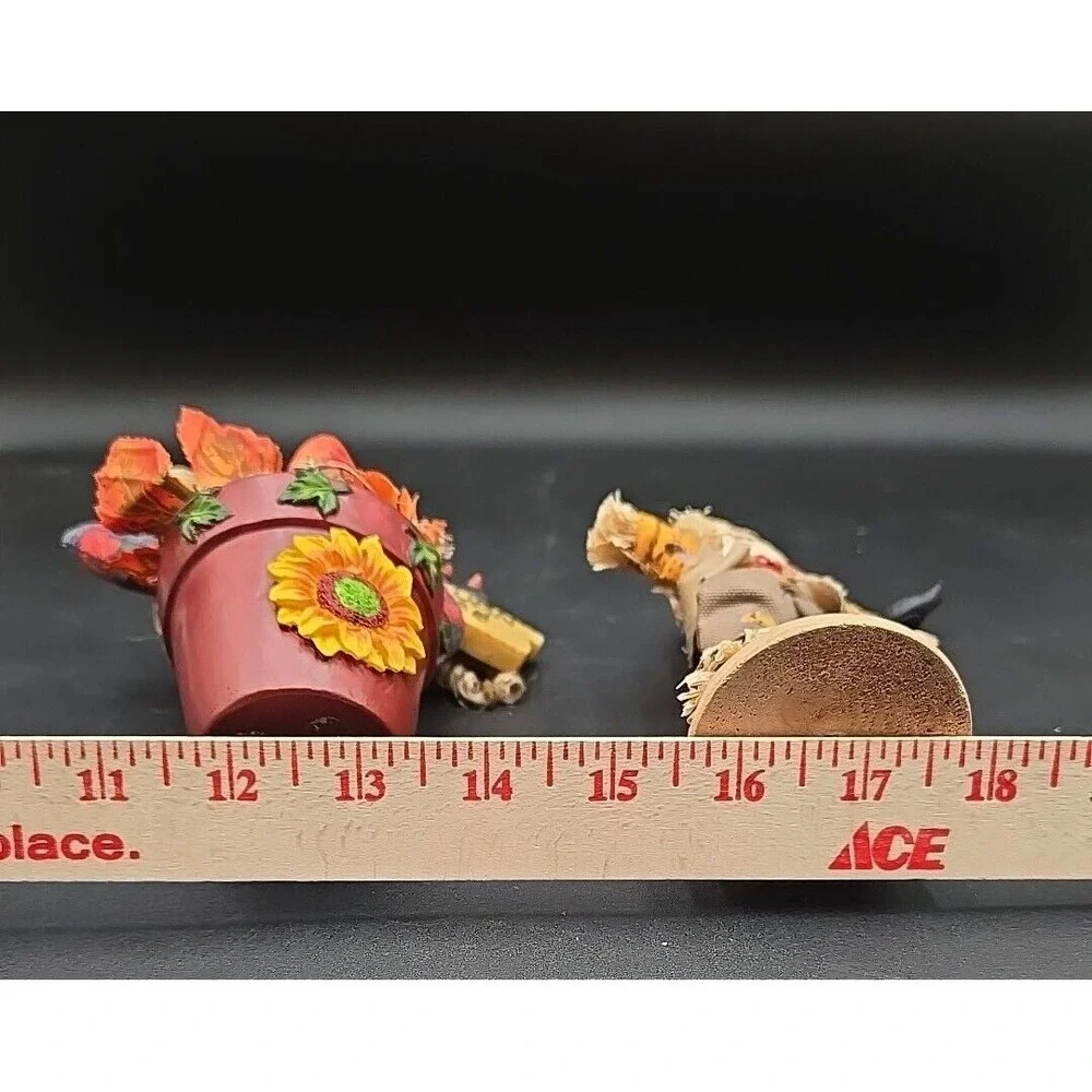 2 Vtg Country Potted Scarecrow‎ Decor Figures Thanksgiving Fall Halloween ?Avon